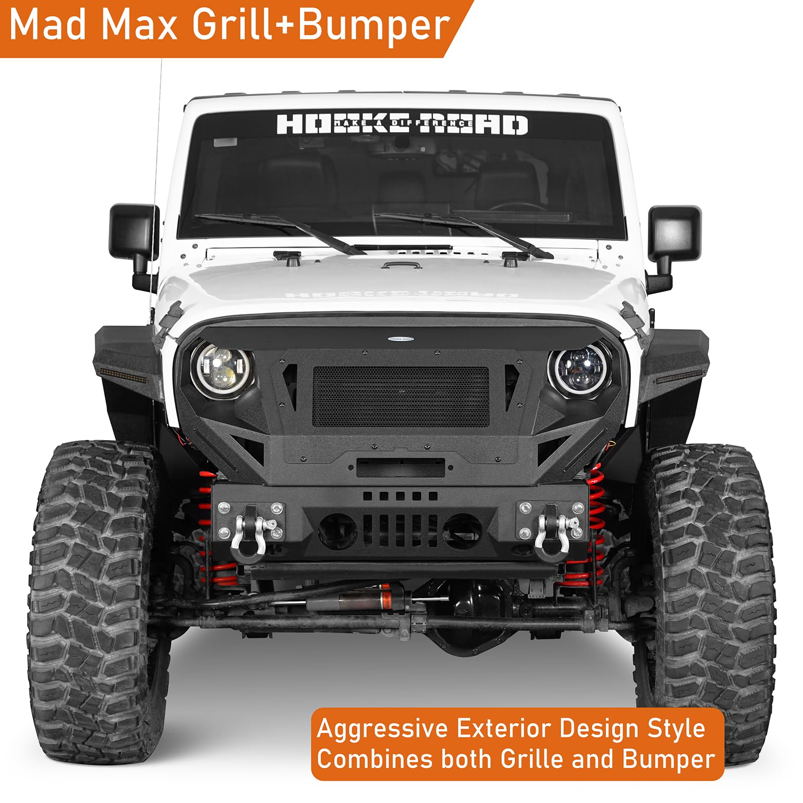 Amazon.com: V8 GOD JK Wrangler Front Bumper w/Steel Grille